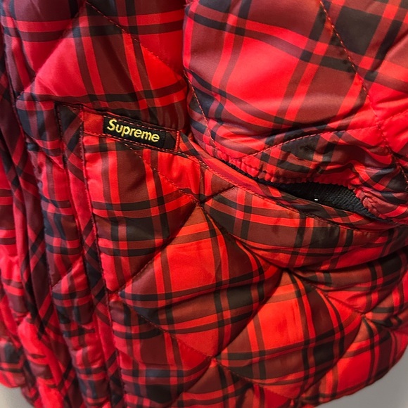 Supreme Nylon Plaid Size Large Long Zip Closure Jacket Coat - Picture 6 of 6